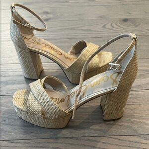 Sam Edelman Jillian Platform Dress Sandals, Bleached Beechwood Weave Sz 7